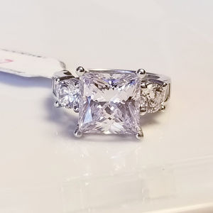 Charles Winston 10mm Princess Cut CZ SS Ring NWT